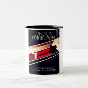 Caneca De Café Em Dois Tons London Edinburgh Locomotive Vintage style poster