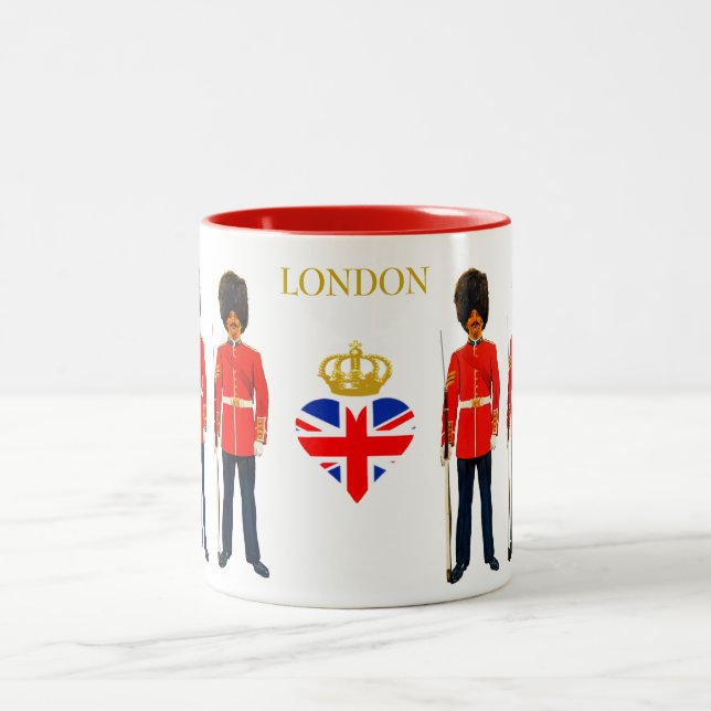 Caneca De Café Em Dois Tons Londres, Inglaterra Crown Heart & Beefeater (Centro)