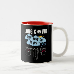 Caneca De Café Em Dois Tons LONG COVID - Saiu Para Secar