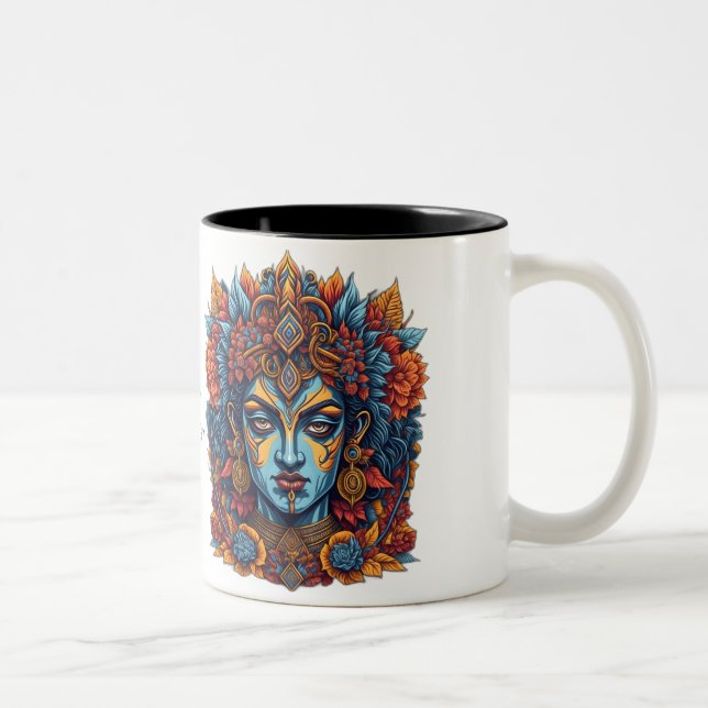Caneca De Café Em Dois Tons Lorde Krishna Mug: Sip na Serenidade Divina (Direita)