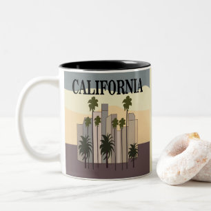 Caneca De Café Em Dois Tons Los Angeles Cityscape Sunset Palm Trees Califórnia