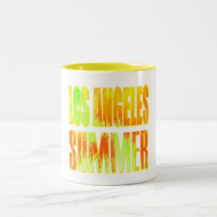 Caneca De Café Em Dois Tons "Los Angeles Summer Letter Yellow Orange Cup"