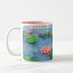 Caneca De Café Em Dois Tons Lotus flower watercolor