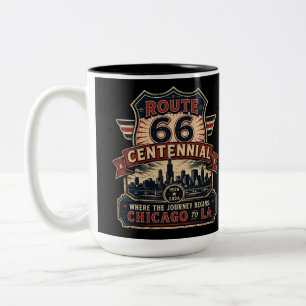 Caneca De Café Em Dois Tons Louças Comemorativas da Rota 66 de Chicago