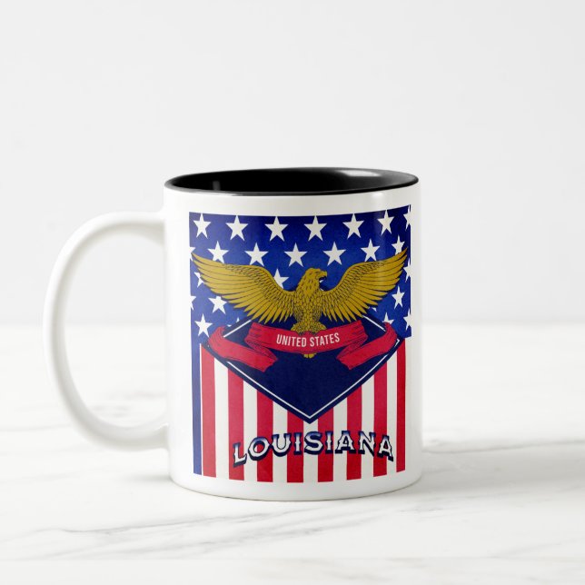 Caneca De Café Em Dois Tons Louisiana USA Flag (Esquerda)