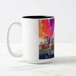 Caneca De Café Em Dois Tons Louisville Skyline Abstrato Art