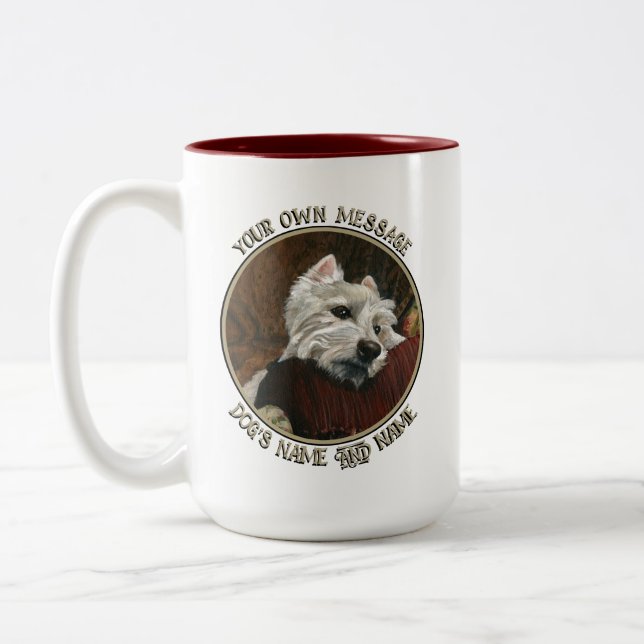 Caneca De Café Em Dois Tons Lounging Westie em Sofa (Esquerda)