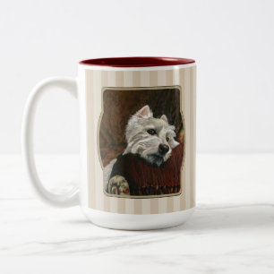 Caneca De Café Em Dois Tons Lounging Westie em Sofa