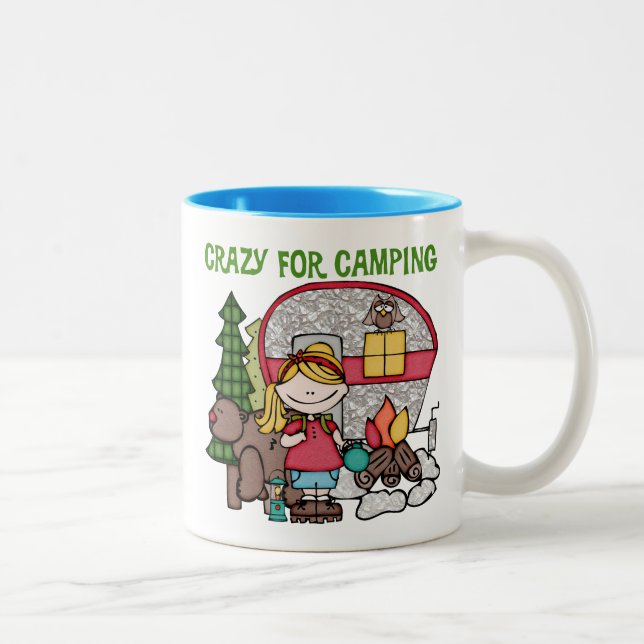 Caneca De Café Em Dois Tons Loura Louca Por Acampamento (Direita)