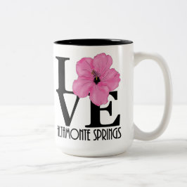 Caneca De Café Em Dois Tons LOVE Altamonte Primaveras Flórida Pink Hibiscus 15