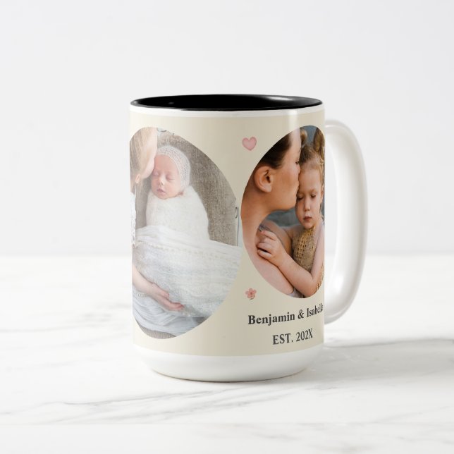 Caneca De Café Em Dois Tons Love Always – Mom & Dad 3-Photo Mug Gift (Frente Esquerda)