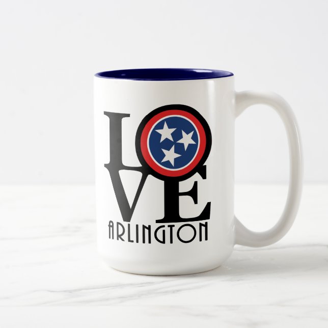 Caneca De Café Em Dois Tons LOVE Arlington TN 15oz (Direita)