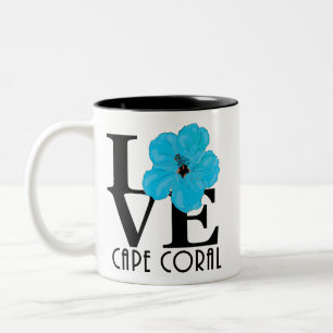 Caneca De Café Em Dois Tons LOVE Cape Coral 11oz Blue Hibiscus