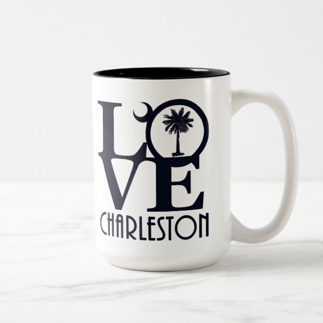Caneca De Café Em Dois Tons LOVE Charleston 15oz (Direita)