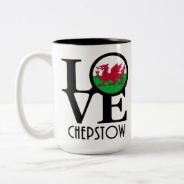 Caneca De Café Em Dois Tons LOVE Chepstow Wales 15oz