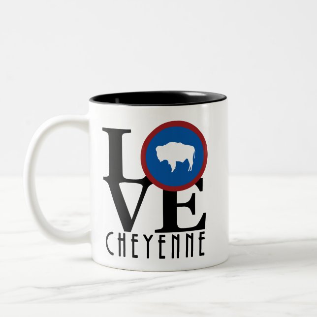 Caneca De Café Em Dois Tons LOVE Cheyenne Wyoming 11oz (Esquerda)