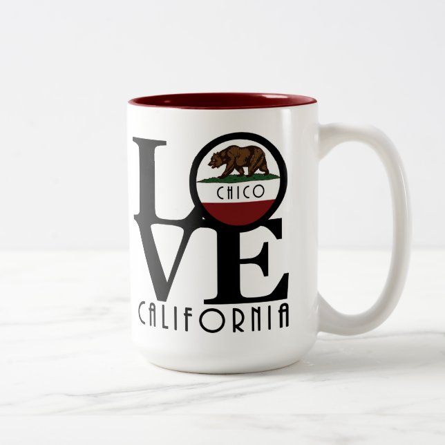 Caneca De Café Em Dois Tons LOVE Chico California 15oz (Direita)
