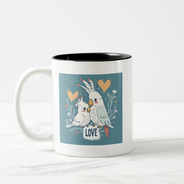 Caneca De Café Em Dois Tons Love Cockatoo Mug (Esquerda)
