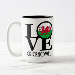 Caneca De Café Em Dois Tons LOVE Crickhowell Wales 15oz