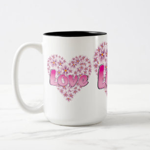 Caneca De Café Em Dois Tons Love Daisy Heart Pink