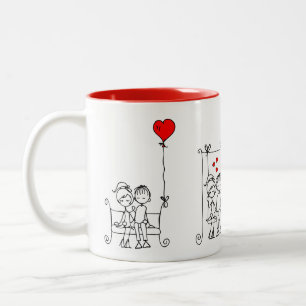 Caneca De Café Em Dois Tons Love Doodle 1 of 3 Mug