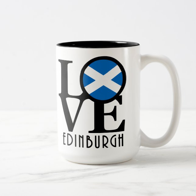 Caneca De Café Em Dois Tons LOVE Edinburgh Scotland 15oz (Direita)