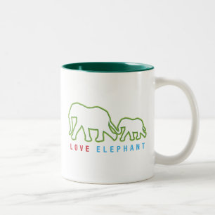 Caneca De Café Em Dois Tons Love Elephant