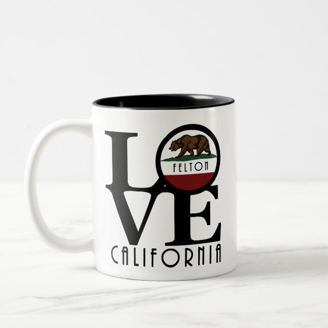 Caneca De Café Em Dois Tons LOVE Felton California 11oz (Esquerda)