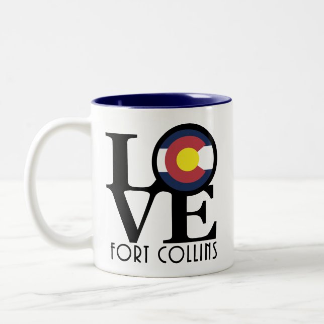Caneca De Café Em Dois Tons LOVE Fort Collins 11oz (Esquerda)