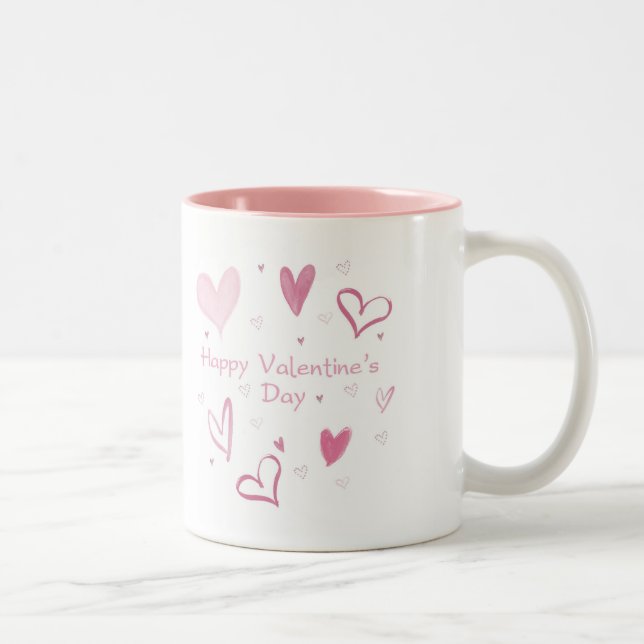 Caneca De Café Em Dois Tons Love Heart Doodle Coffee Mug (Direita)