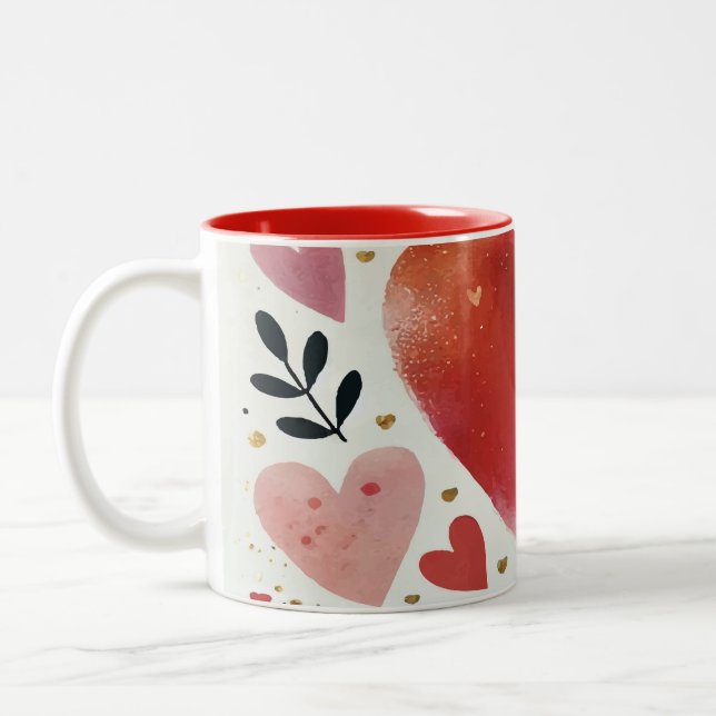 Caneca De Café Em Dois Tons Love Heart Impressão (Esquerda)