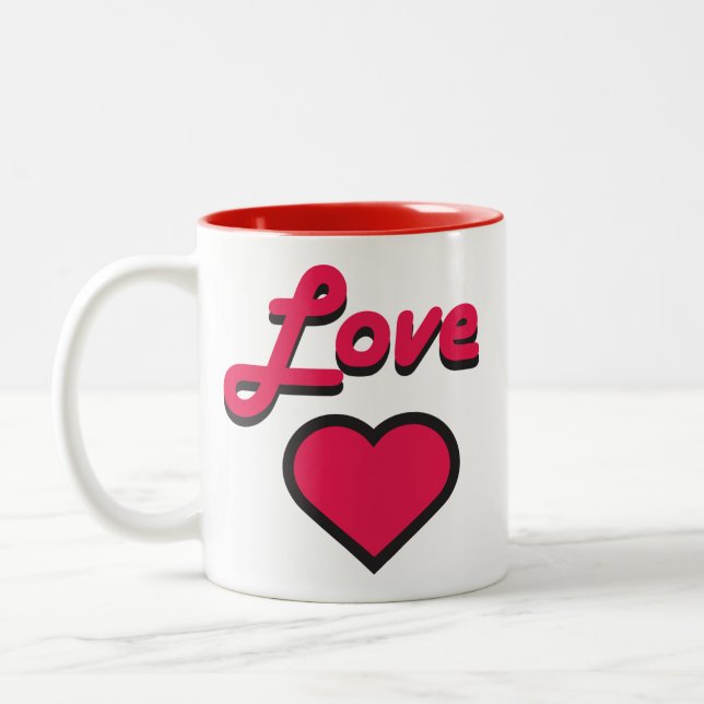 Caneca De Café Em Dois Tons Love Heart Mug (Esquerda)