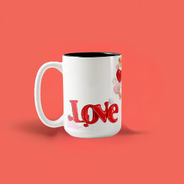 Caneca De Café Em Dois Tons Love & Hearts Personalizado 