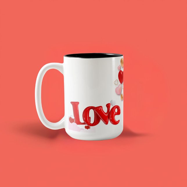 Caneca De Café Em Dois Tons Love & Hearts Personalized  (Criador carregado)