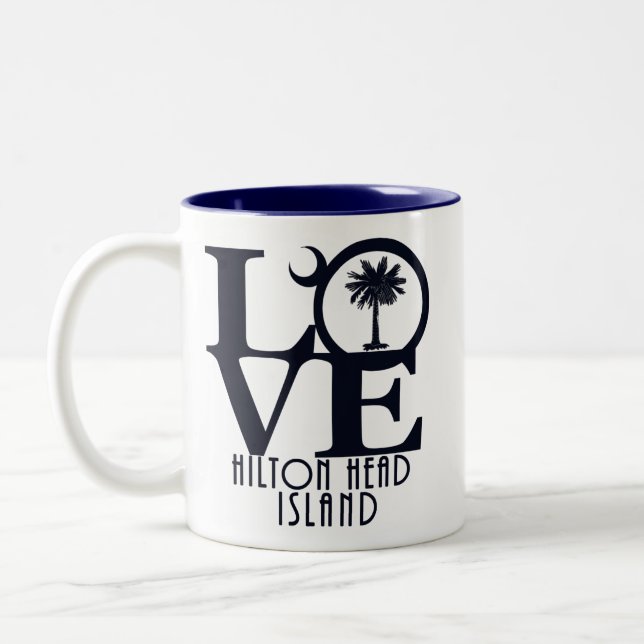 Caneca De Café Em Dois Tons LOVE Hilton Head Island 11oz (Esquerda)