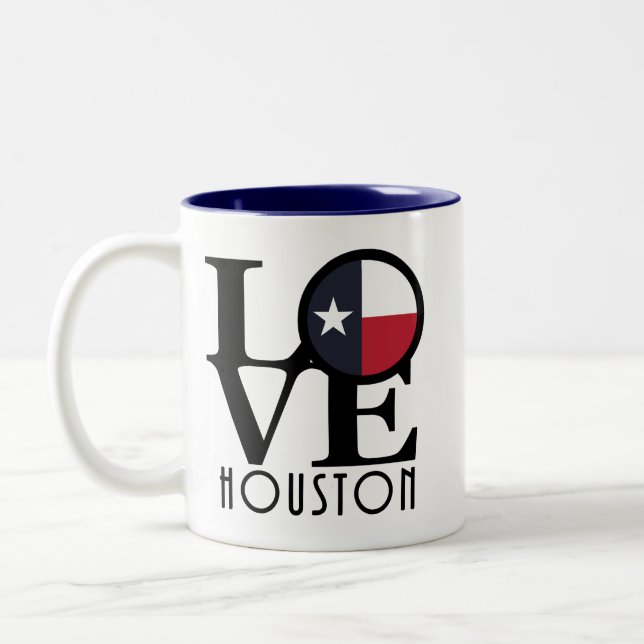 Caneca De Café Em Dois Tons LOVE Houston Texas 11oz (Esquerda)