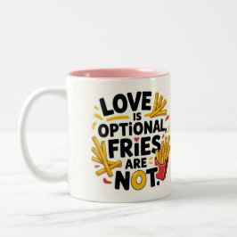 Caneca De Café Em Dois Tons Love is optional, fries are not 