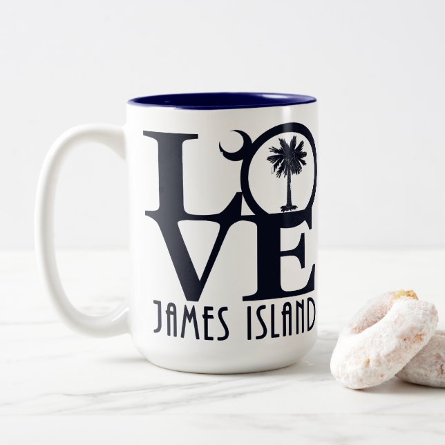 Caneca De Café Em Dois Tons LOVE James Island 15oz (Com Donut)