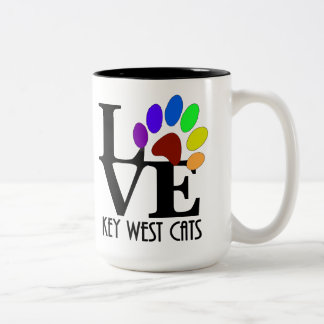 Caneca De Café Em Dois Tons LOVE Key West (seis pés) Cats 15oz