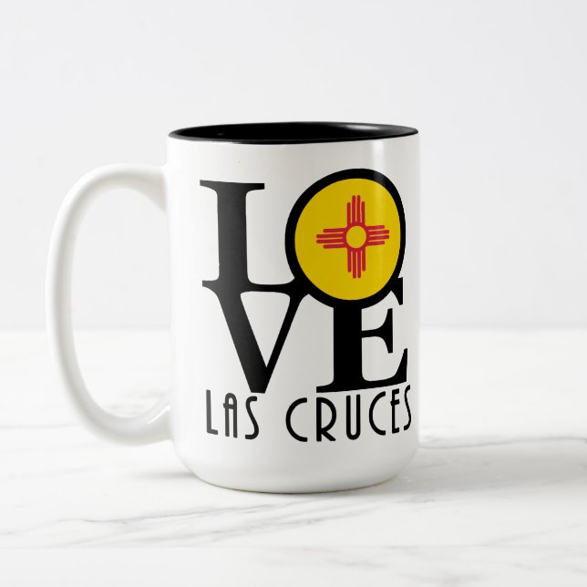 Caneca De Café Em Dois Tons LOVE Las Cruces 15oz (Esquerda)