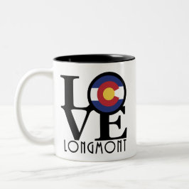 Caneca De Café Em Dois Tons LOVE Longmont 11oz