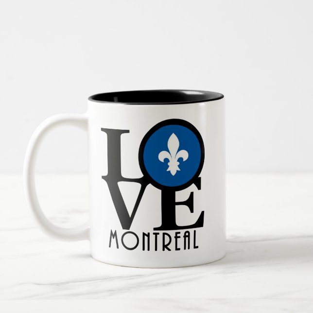 Caneca De Café Em Dois Tons LOVE Montreal Quebec 11oz (Esquerda)