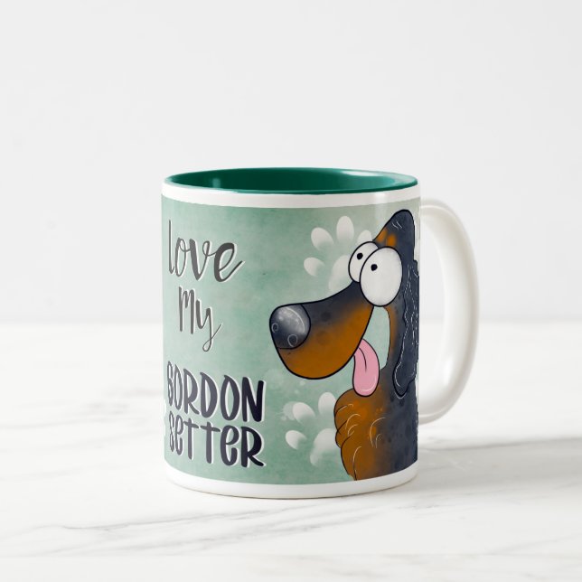Caneca De Café Em Dois Tons Love My Gordon Setter Cartoon 11oz (Frente Esquerda)