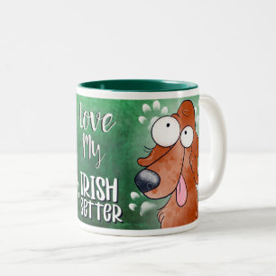 Caneca De Café Em Dois Tons Love My Irish Setter Cartoon 11oz