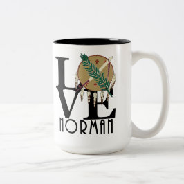 Caneca De Café Em Dois Tons LOVE Norman Oklahoma 15oz