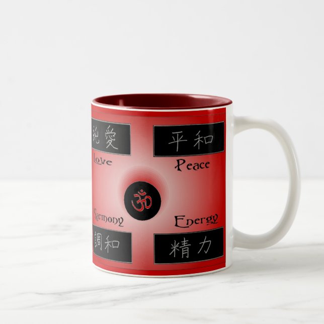 Caneca De Café Em Dois Tons Love Peace Harmony Energy Coffee Mug (Direita)