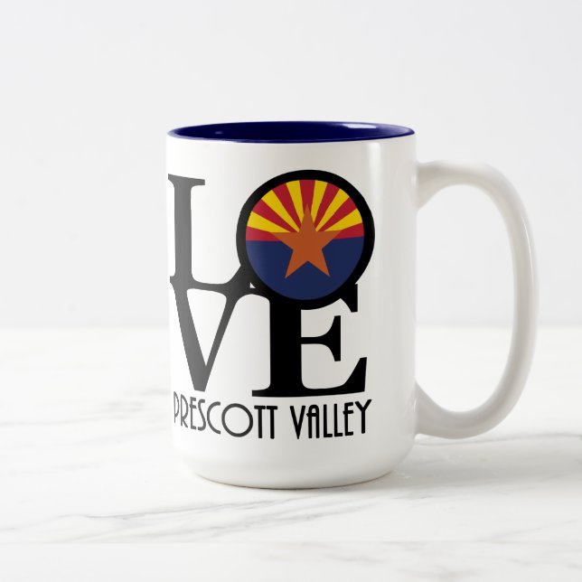 Caneca De Café Em Dois Tons LOVE Prescott Valley 15oz (Direita)