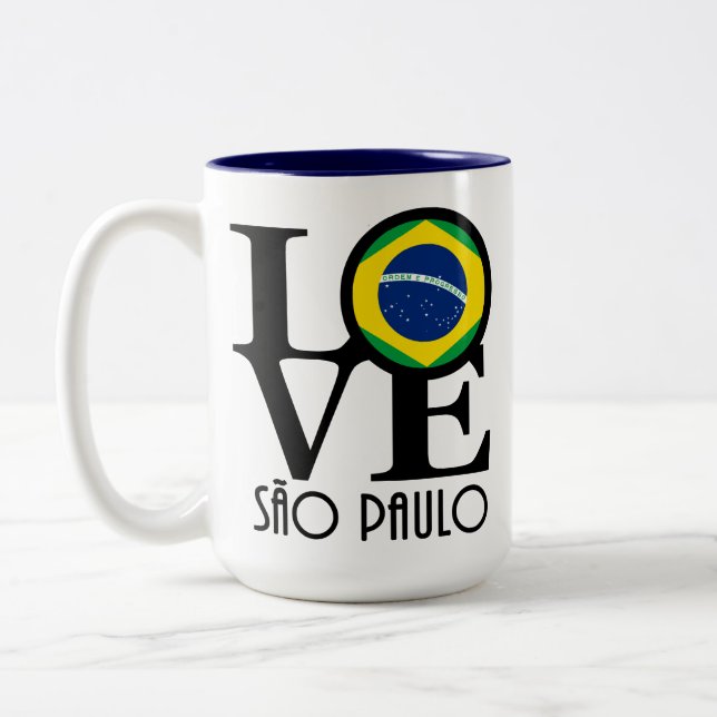 Caneca De Café Em Dois Tons LOVE São Paulo 15oz (Esquerda)
