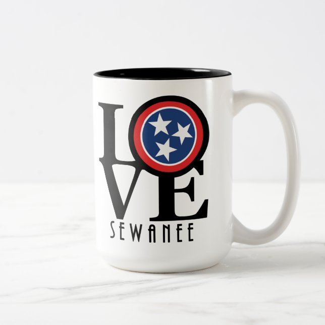 Caneca De Café Em Dois Tons LOVE Sewanee Tennessee 15oz (Direita)