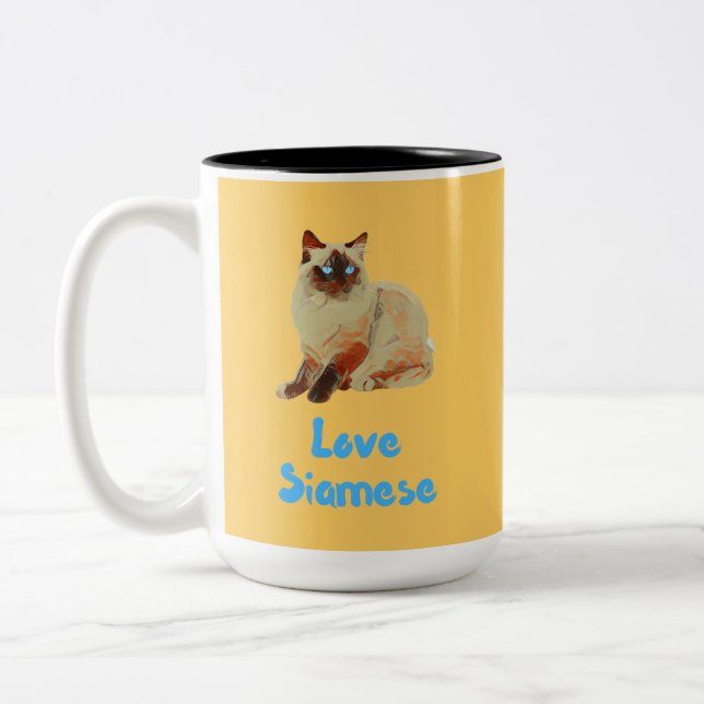 Caneca De Café Em Dois Tons Love Siamese Cats (Esquerda)
